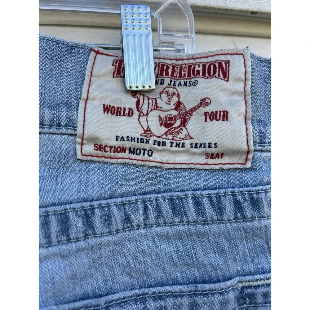 True Religion Skinny Moto Blue Jeans Mens 33x33 EUC